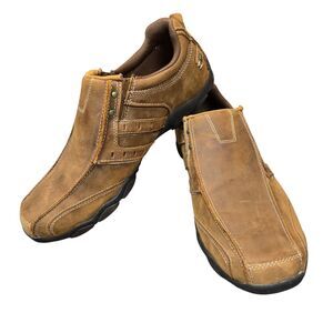 Skechers Extra Wide Leather Slip On Shoes For Men Size 11w